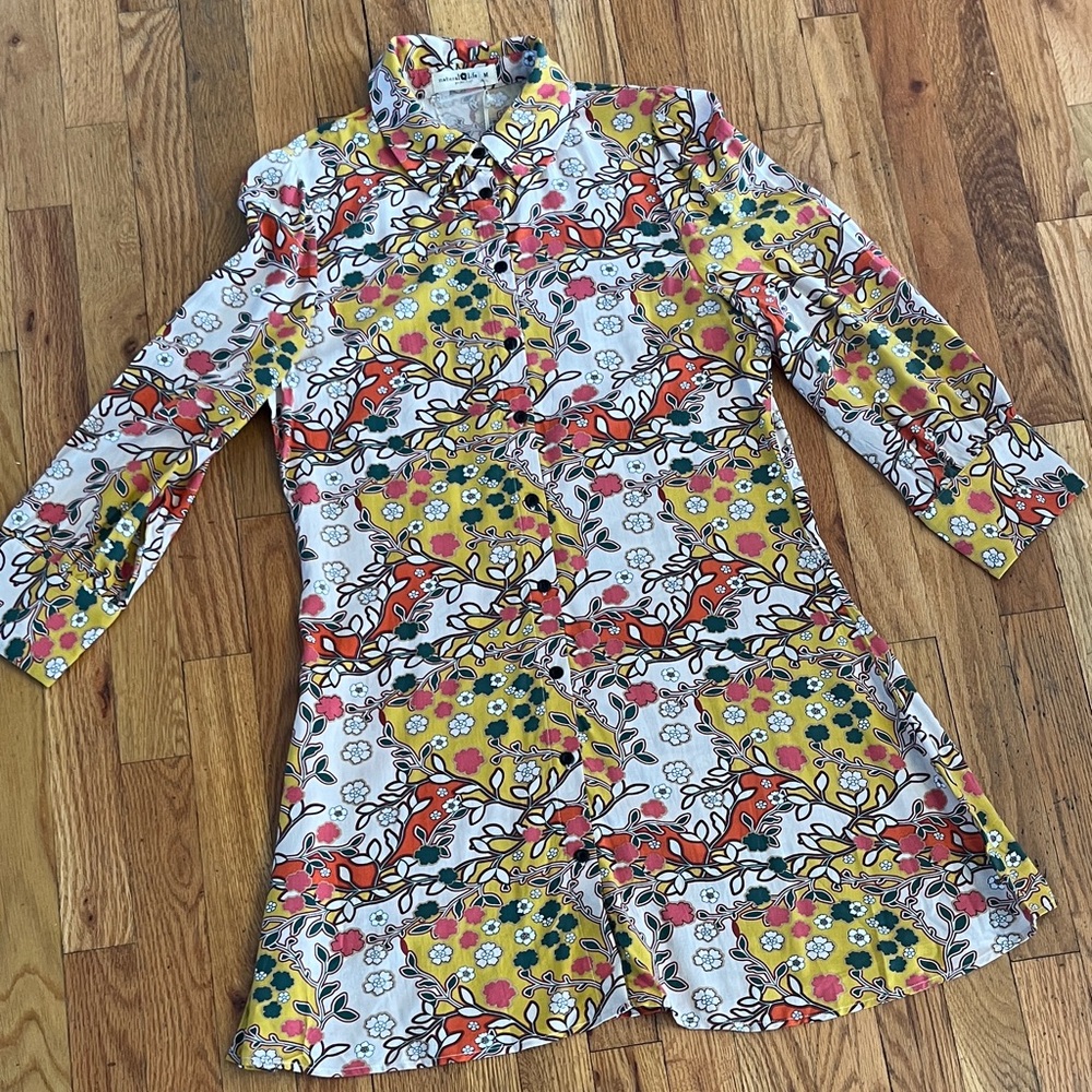 NATURAL LIFE Multicolor Floral Long Sleeve Dress—NWT size M